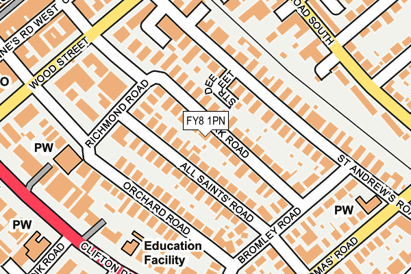 FY8 1PN map - OS OpenMap – Local (Ordnance Survey) FY8 1PN map - OS OpenMap – Local (Ordnance Survey)