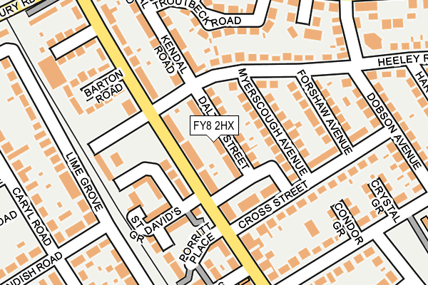 FY8 2HX map - OS OpenMap – Local (Ordnance Survey) FY8 2HX map - OS OpenMap – Local (Ordnance Survey)