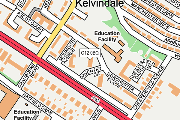 G12 0BQ map - OS OpenMap – Local (Ordnance Survey)