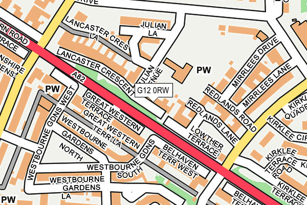 G12 0RW map - OS OpenMap – Local (Ordnance Survey) G12 0RW map - OS OpenMap – Local (Ordnance Survey)
