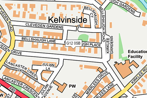 G12 0SB map - OS OpenMap – Local (Ordnance Survey)