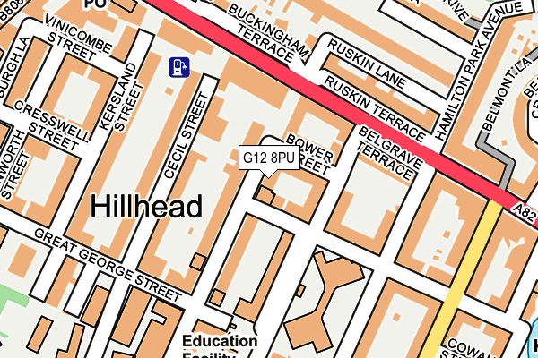 G12 8PU map - OS OpenMap – Local (Ordnance Survey)