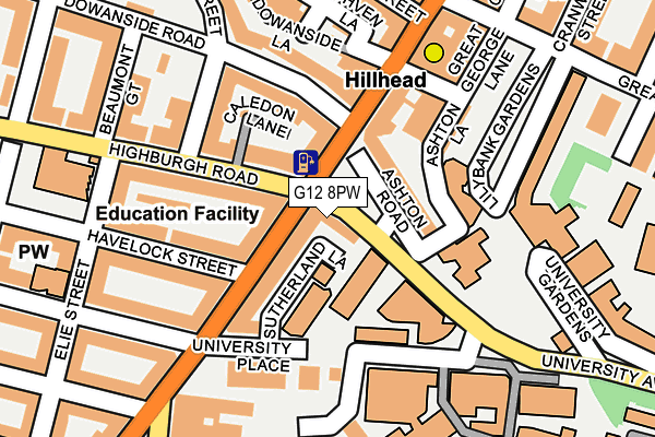 G12 8PW map - OS OpenMap – Local (Ordnance Survey) G12 8PW map - OS OpenMap – Local (Ordnance Survey)