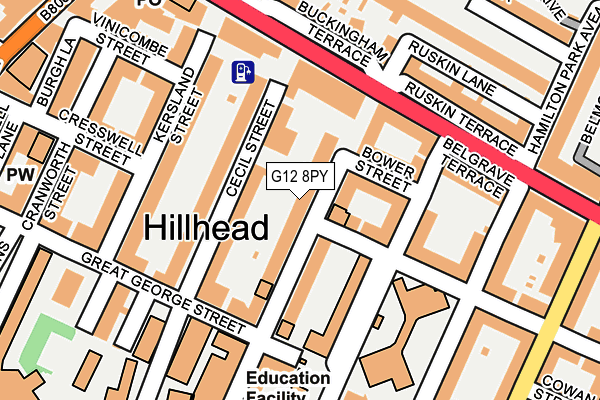 G12 8PY map - OS OpenMap – Local (Ordnance Survey) G12 8PY map - OS OpenMap – Local (Ordnance Survey)
