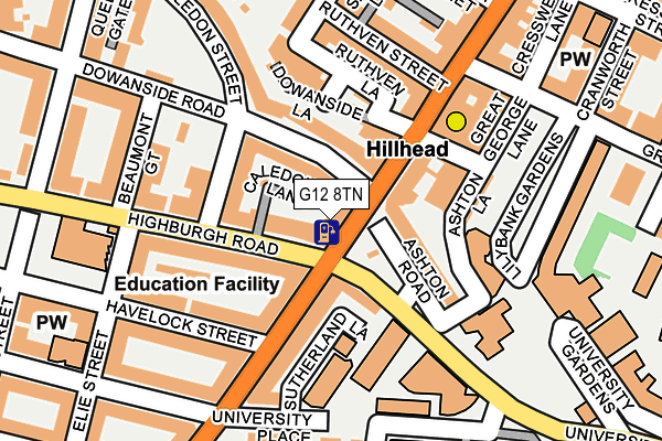 G12 8TN map - OS OpenMap – Local (Ordnance Survey) G12 8TN map - OS OpenMap – Local (Ordnance Survey)