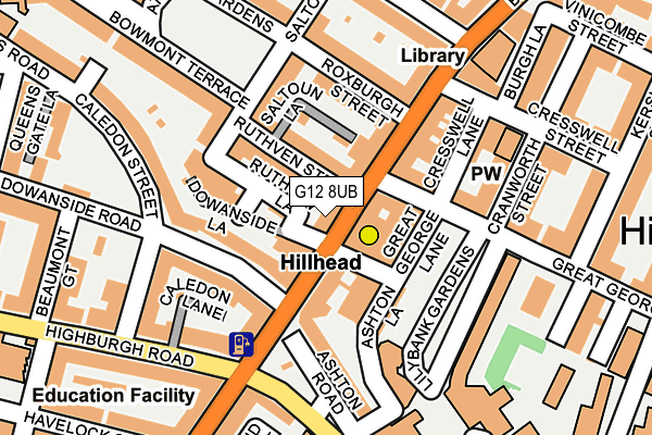 G12 8UB map - OS OpenMap – Local (Ordnance Survey) G12 8UB map - OS OpenMap – Local (Ordnance Survey)