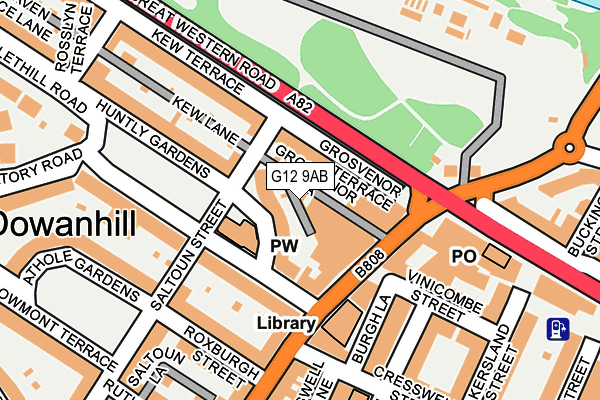 G12 9AB map - OS OpenMap – Local (Ordnance Survey) G12 9AB map - OS OpenMap – Local (Ordnance Survey)