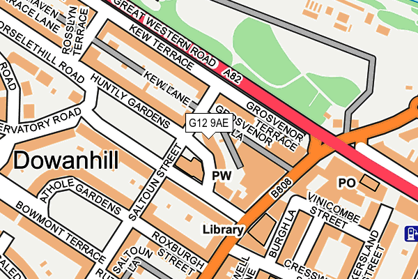 G12 9AE map - OS OpenMap – Local (Ordnance Survey) G12 9AE map - OS OpenMap – Local (Ordnance Survey)