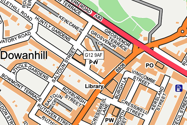 G12 9AF map - OS OpenMap – Local (Ordnance Survey)