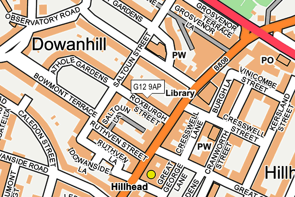 G12 9AP map - OS OpenMap – Local (Ordnance Survey) G12 9AP map - OS OpenMap – Local (Ordnance Survey)