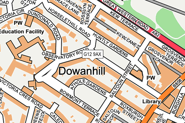G12 9AX map - OS OpenMap – Local (Ordnance Survey)