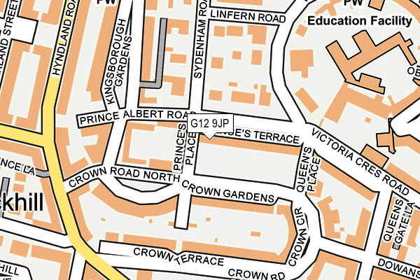 G12 9JP map - OS OpenMap – Local (Ordnance Survey) G12 9JP map - OS OpenMap – Local (Ordnance Survey)