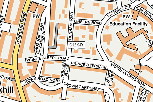 G12 9JX map - OS OpenMap – Local (Ordnance Survey) G12 9JX map - OS OpenMap – Local (Ordnance Survey)