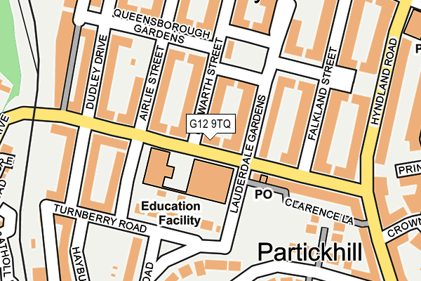 G12 9TQ map - OS OpenMap – Local (Ordnance Survey) G12 9TQ map - OS OpenMap – Local (Ordnance Survey)