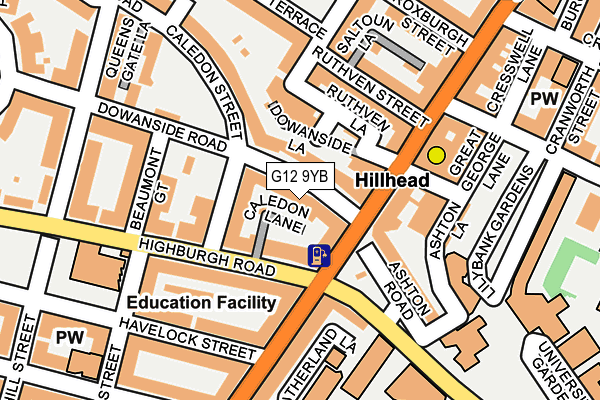G12 9YB map - OS OpenMap – Local (Ordnance Survey) G12 9YB map - OS OpenMap – Local (Ordnance Survey)