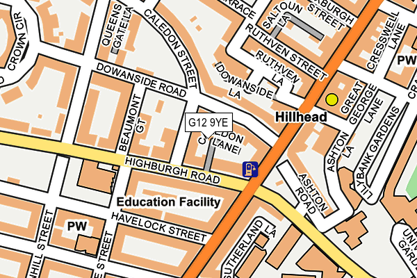 G12 9YE map - OS OpenMap – Local (Ordnance Survey) G12 9YE map - OS OpenMap – Local (Ordnance Survey)