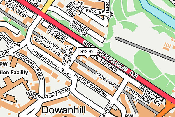 G12 9YJ map - OS OpenMap – Local (Ordnance Survey) G12 9YJ map - OS OpenMap – Local (Ordnance Survey)