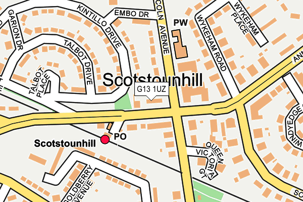 G13 1UZ map - OS OpenMap – Local (Ordnance Survey)