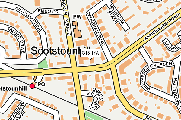 G13 1YA map - OS OpenMap – Local (Ordnance Survey) G13 1YA map - OS OpenMap – Local (Ordnance Survey)
