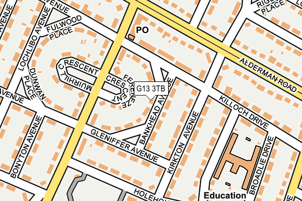 G13 3TB map - OS OpenMap – Local (Ordnance Survey) G13 3TB map - OS OpenMap – Local (Ordnance Survey)