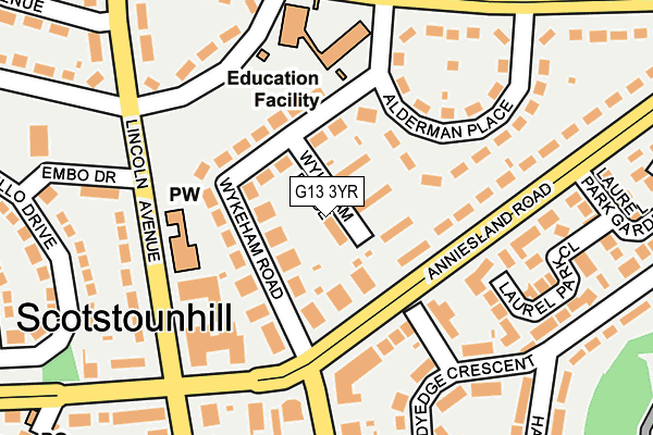 G13 3YR map - OS OpenMap – Local (Ordnance Survey) G13 3YR map - OS OpenMap – Local (Ordnance Survey)