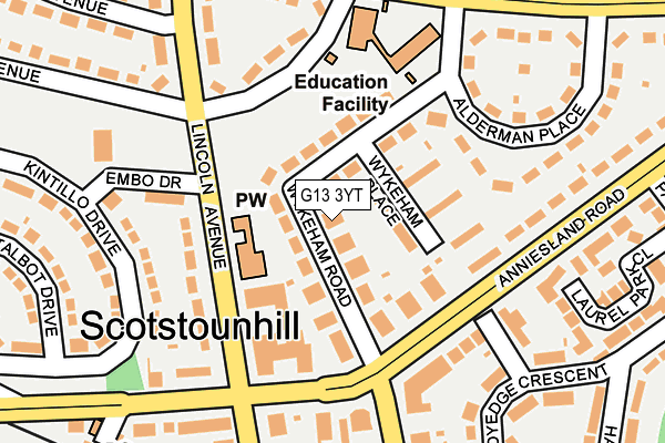 G13 3YT map - OS OpenMap – Local (Ordnance Survey) G13 3YT map - OS OpenMap – Local (Ordnance Survey)