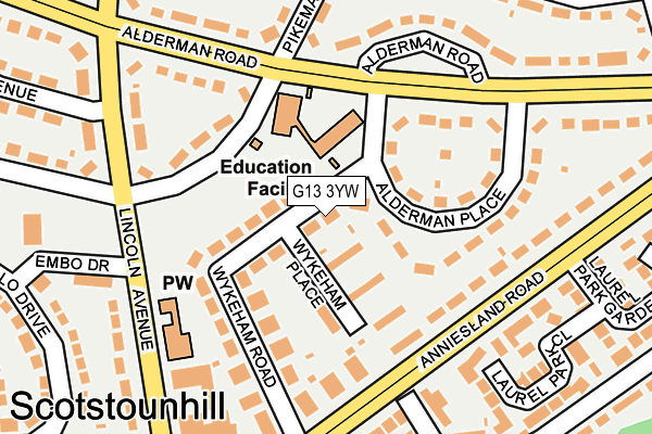 G13 3YW map - OS OpenMap – Local (Ordnance Survey)