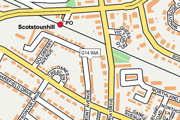 G14 9AA map - OS OpenMap – Local (Ordnance Survey)