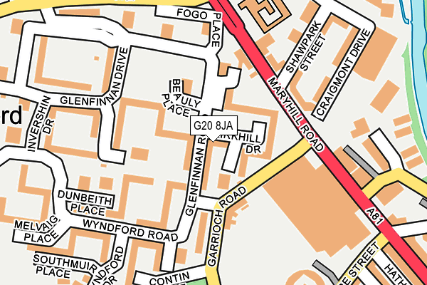 G20 8JA map - OS OpenMap – Local (Ordnance Survey) G20 8JA map - OS OpenMap – Local (Ordnance Survey)