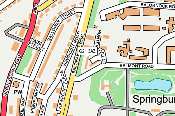 G21 3AZ map - OS OpenMap – Local (Ordnance Survey)