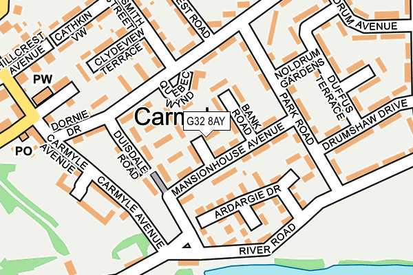 G32 8AY map - OS OpenMap – Local (Ordnance Survey) G32 8AY map - OS OpenMap – Local (Ordnance Survey)