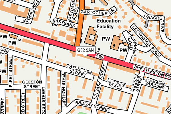 G32 9AN map - OS OpenMap – Local (Ordnance Survey) G32 9AN map - OS OpenMap – Local (Ordnance Survey)