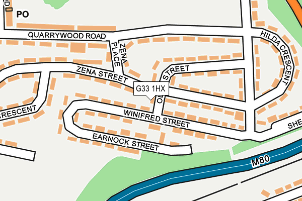 G33 1HX map - OS OpenMap – Local (Ordnance Survey)