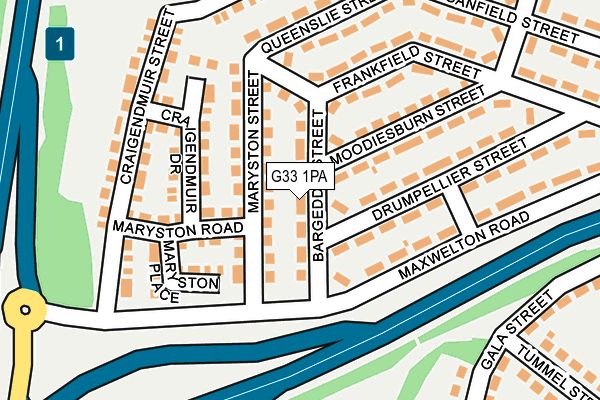 G33 1PA map - OS OpenMap – Local (Ordnance Survey)