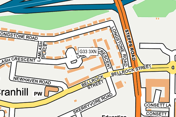 G33 3XN map - OS OpenMap – Local (Ordnance Survey)
