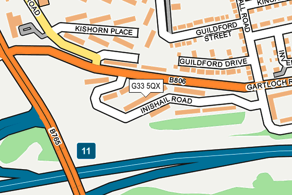 G33 5QX map - OS OpenMap – Local (Ordnance Survey)