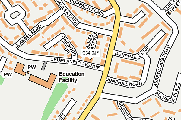 G34 0JF map - OS OpenMap – Local (Ordnance Survey) G34 0JF map - OS OpenMap – Local (Ordnance Survey)