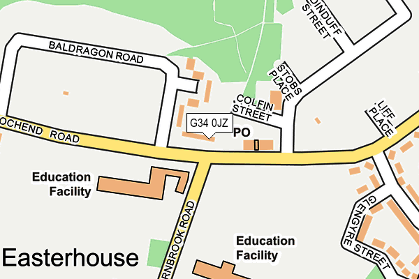 G34 0JZ map - OS OpenMap – Local (Ordnance Survey) G34 0JZ map - OS OpenMap – Local (Ordnance Survey)