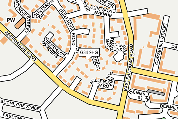 G34 9HG map - OS OpenMap – Local (Ordnance Survey)