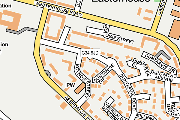 G34 9JD map - OS OpenMap – Local (Ordnance Survey)