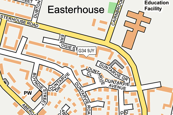 G34 9JY map - OS OpenMap – Local (Ordnance Survey)