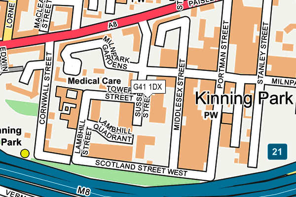 G41 1DX map - OS OpenMap – Local (Ordnance Survey) G41 1DX map - OS OpenMap – Local (Ordnance Survey)