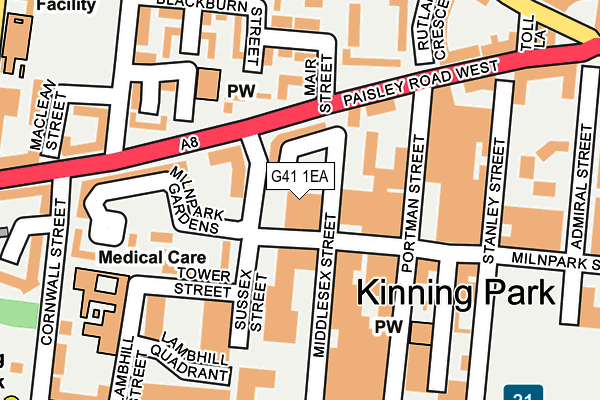 G41 1EA map - OS OpenMap – Local (Ordnance Survey) G41 1EA map - OS OpenMap – Local (Ordnance Survey)
