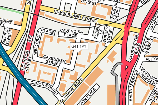 G41 1PY map - OS OpenMap – Local (Ordnance Survey) G41 1PY map - OS OpenMap – Local (Ordnance Survey)