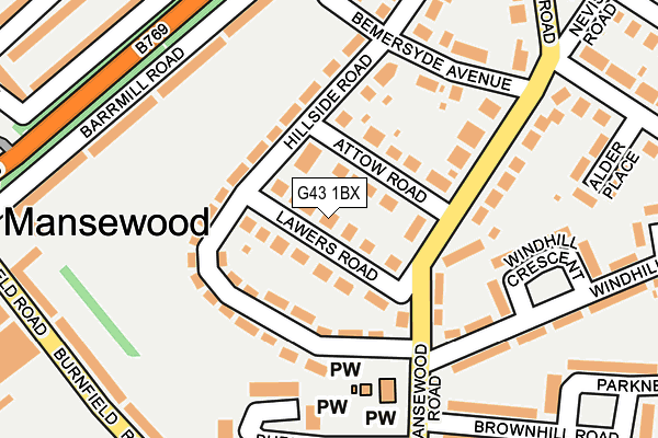 G43 1BX map - OS OpenMap – Local (Ordnance Survey) G43 1BX map - OS OpenMap – Local (Ordnance Survey)