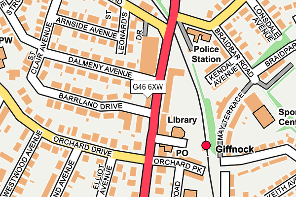 G46 6XW map - OS OpenMap – Local (Ordnance Survey) G46 6XW map - OS OpenMap – Local (Ordnance Survey)