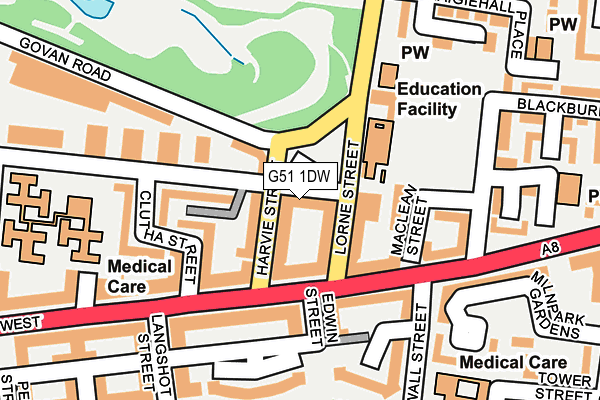 G51 1DW map - OS OpenMap – Local (Ordnance Survey) G51 1DW map - OS OpenMap – Local (Ordnance Survey)