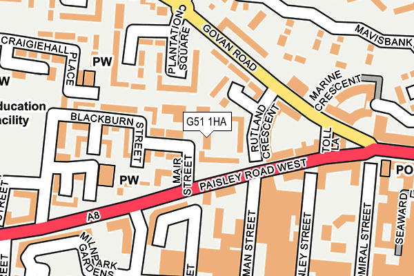 G51 1HA map - OS OpenMap – Local (Ordnance Survey) G51 1HA map - OS OpenMap – Local (Ordnance Survey)