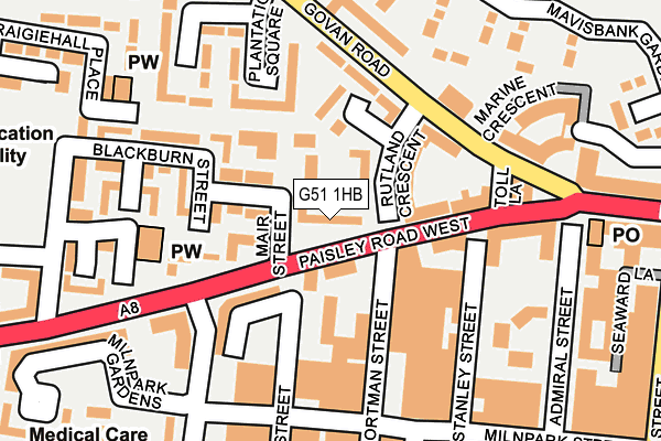 G51 1HB map - OS OpenMap – Local (Ordnance Survey) G51 1HB map - OS OpenMap – Local (Ordnance Survey)