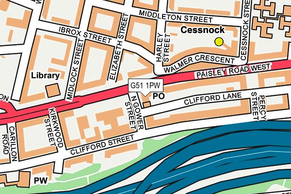 G51 1PW map - OS OpenMap – Local (Ordnance Survey)